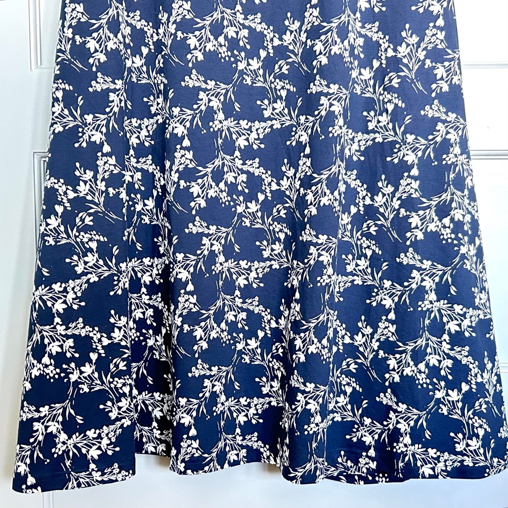 Pact French Navy Shoreline Floral Print Fit & Flare Swing Midi Skirt Size XXL - Picture 3 of 9
